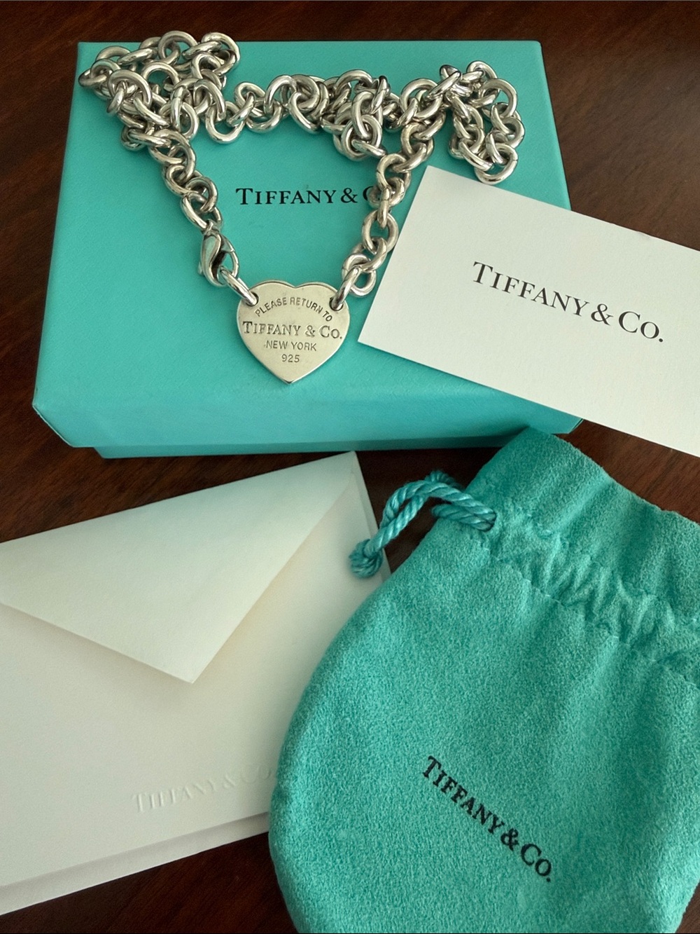 18” ICONIC Please Return To Tiffany Heart Tag Choker Necklace - Picture 13 of 14